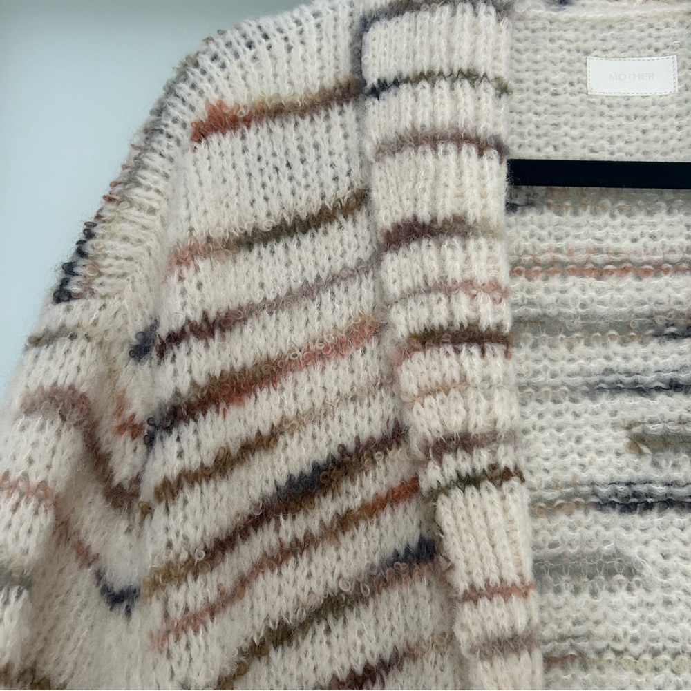 MOTHER The Drop short sleeve hip cardigan in between takes Alpaca Small/Medium - Picture 9 of 9